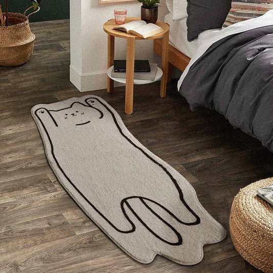 Lazy Cat And Happy Puppy Cartoon Rug for Bedroom Non-slip Bedside Area Rug - SOFAVORITE