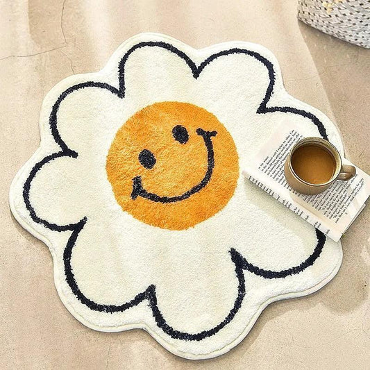 Smiley Flower Carpet Bedroom Bedside Area Rug - SOFAVORITE