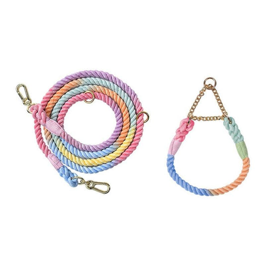 Gradient Color Dog Half Pinch Collars Dogs Leashes Rope - SOFAVORITE