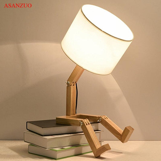 Wooden Robot Shaped LED Table Lamp - SOFAVORITE