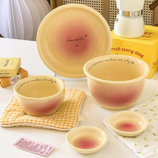 Butter Powder Blusher Ceramic Bowl Plate Set - SOFAVORITE