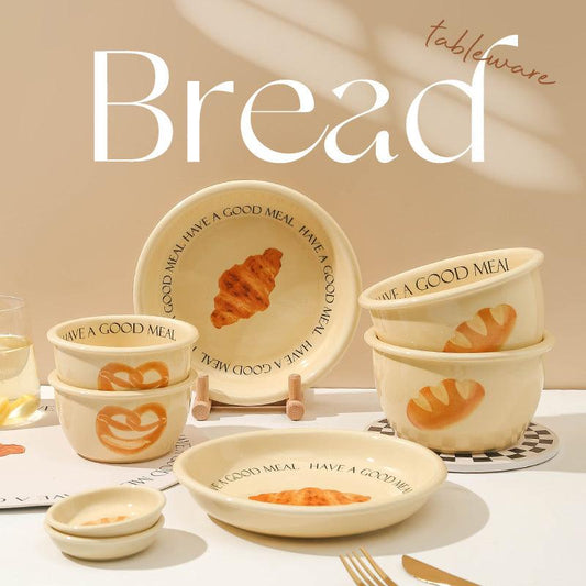 Cute Bread Ceramic Bowls Plates Tableware Set - SOFAVORITE