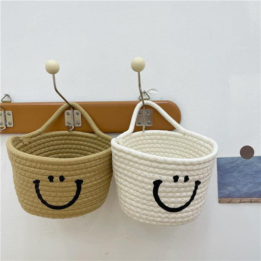 Hanging smiling face cotton storage basket - SOFAVORITE