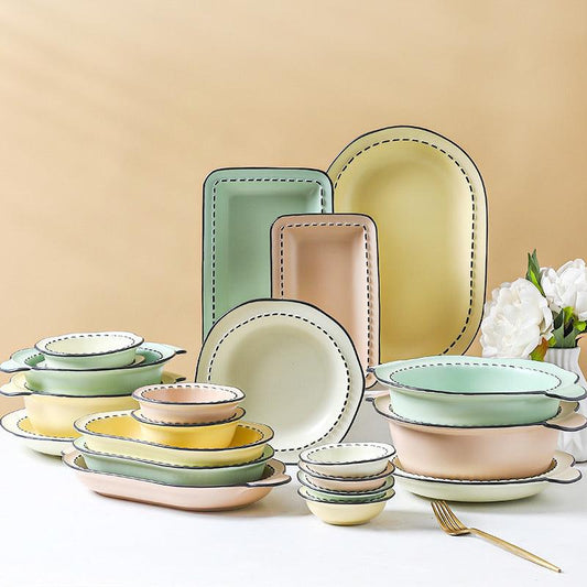 Colourful Ceramic Simple Irregular Design Dishes Set - SOFAVORITE