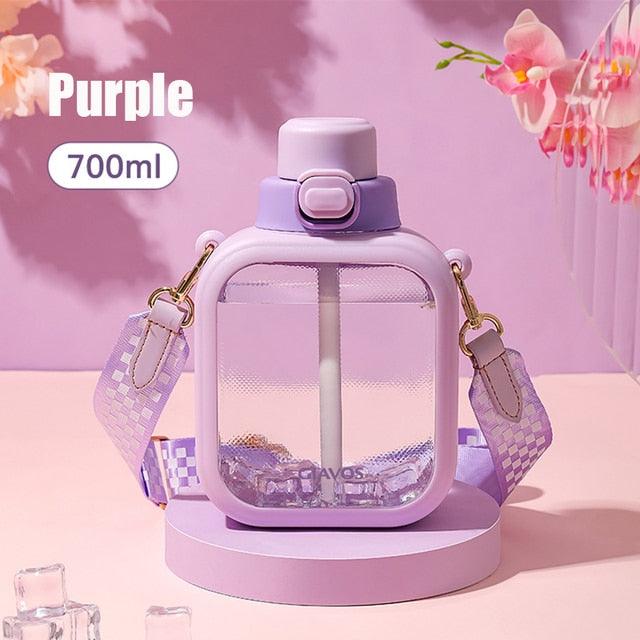 Cute Square Flat 700 ML Water Bottle - SOFAVORITE