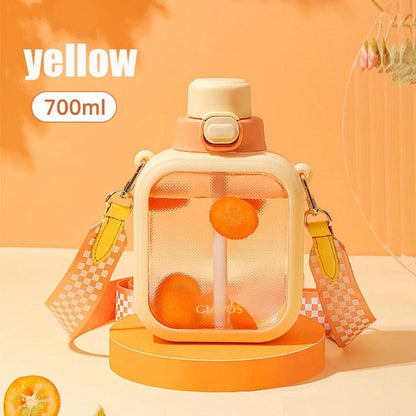 Cute Square Flat 700 ML Water Bottle - SOFAVORITE