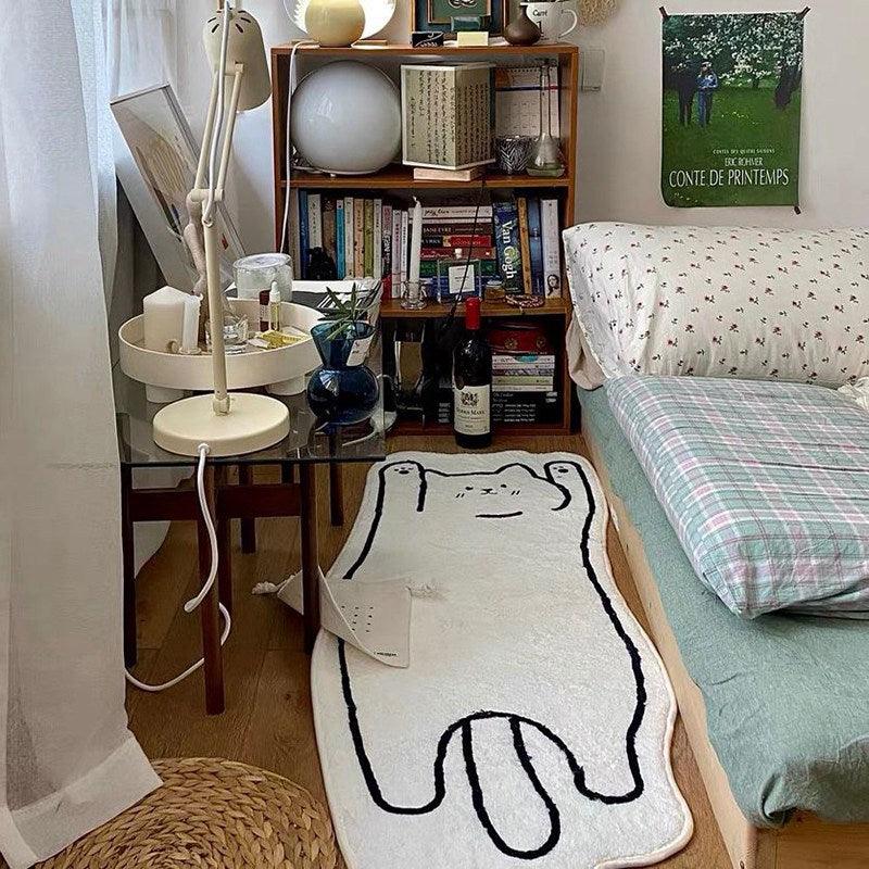 Cute Furry Rug Cartoon Cat Kid Carpet For Bedroom Non-slip Bedside Area Rug  Cute Soft Floor Mat For Living Room Table Mat Decor